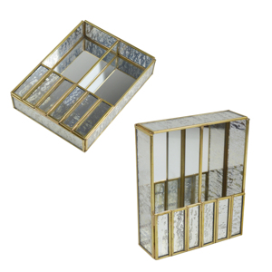Glass Metal Combo Design Jewelry Storage Box Gold Finishing Dry Fruits Serving Box Metal <b>Bins</b> Storage Containers Jar - Product Image 2
