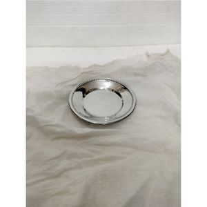 Assiette de présentation de luxe en acier inoxydable avec perles argentées, ronde, élégante, pour mariage, événement, table, service, plateau décoratif - Product Image 2