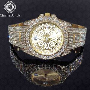 Charm_Jewels Luxury Women's Yellow Gold Diamond <b>Watch</b> Round Analog Quartz 40mm Sapphire Crystal Butterfly Clasp - Product Image 5