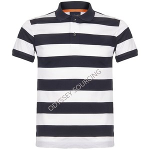 Camiseta de Manga Corta para Hombre, 100% Algodón Orgánico, Tejido Ecológico, Secado Rápido, Transpirable, con Logotipo Personalizado en la Parte Delantera, con Botones y Rayas - Product Image 6
