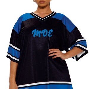 Camiseta de Fútbol Americano de Malla Oversize de Lujo Personalizada al por Mayor para Mujer, Transpirable, Estilo Urbano, Cuello en V, con Logotipo Personalizado - Product Image 1