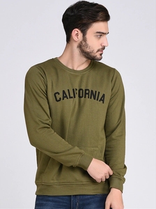Sudadera de Cuello Redondo para Hombre, Color Verde Oliva, Corte Regular, con Logotipo de California Estampado, Informal, Tejida, 100% Algodón, para Otoño - Product Image 6