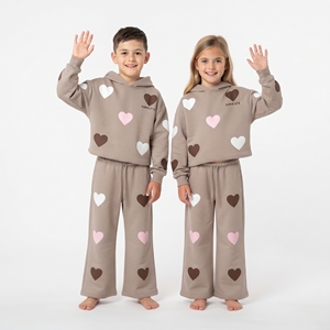 Conjunto Deportivo Informal para Niños y Niñas, Unisex, con Capucha y Estampado de Corazón, Pantalones Anchos, Ropa Deportiva a la Moda, Venta al Por Mayor - Product Image 5