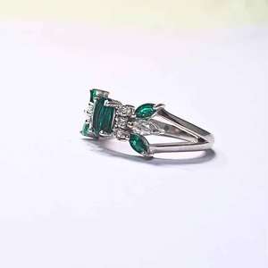 High Demand Moissanite <b>Silver</b> 925 <b>Ring</b> Oval Green <b>Emerald</b> Style Sparkling Diamond Look Jewelry for Wedding Engagement Gift - Product Image 1