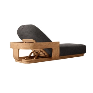 Chaise longue de luxe en teck pour l'extérieur, dossier réglable, pour piscine, villa, jardin, mobilier de resort - Product Image 4