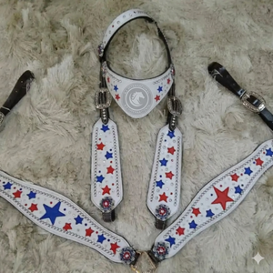 Collarín de pecho occidental para caballo, arnés de cuero con cristales, flecos y conchos, correa ajustable, equipo de equitación. - Product Image 1