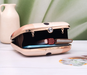 Luxury Minimal Floral Print Clutch Handbag Metal <b>Frame</b> Hard Case Digital Satin Finish Raw Silk Interior Crystal Lock - Product Image 2