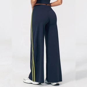 Leggings de Yoga de Cintura Alta con Pierna Ancha, Color Sólido, Transpirables, Cintura Elástica, Sin Costuras, de Spandex y Nailon, Largos, para Mujer - Product Image 4