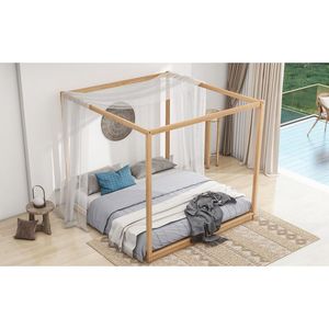 Letto a baldacchino king size in legno con gambe di supporto naturali - Product Image 5