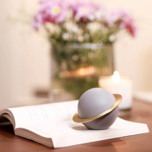 Abstract Planet Sculpture With Gold <b>Ring</b> Unique Table Decor Piece Suitable For Living Room And Office Desk Styling From India - Product Image 6