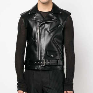High Quality <b>Men</b> Genuine <b>Leather</b> Vest Biker Motorcycle Fashion <b>Waistcoat</b> Custom Made Breathable Windproof - Product Image 1