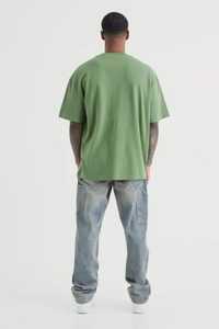 Camiseta Verde Oversize para Hombre, Manga Corta, Cuello Redondo, Casual, Color Sólido, Tejido Jersey, 100% Algodón, Antiarrugas, 280g - Product Image 2