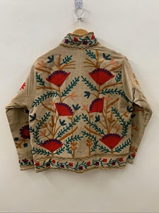 Best Selling Suzani Velvet Embroidered <b>Jacket</b> <b>Short</b> Button Coat Winter Bomber <b>Jacket</b> Bohemian Outerwear Wholesale Factory Price - Product Image 2