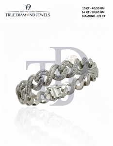 สร้อยข้อมือเพชรแบบคิวบาสุดหรูสี14KT VS1 VS2สี H-I 10KT ทองออปชั่น7CT 8CT เย็นดีไซน์ฮิปฮอปขนาดใหญ่ - Product Image 3