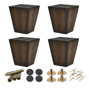 Direct Factory Price Square Tapered Pyramid Wooden Furniture Components Premium Rubberwood Sturdy Couch Support <b>Feet</b> Wholesale - Product Image 2