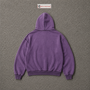 Sudadera con capucha morada extragrande con cremallera completa, textura grabada, estilo urbano, mangas desgastadas, casual, en oferta - Product Image 6