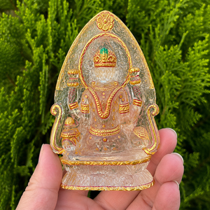 Estatua de Lakshmi de Cuarzo Transparente Tallada a Mano, Ídolo de la Diosa Hindú Pintado a Mano, Decoración de Cristal para el Hogar, Regalo de Buena Suerte - Product Image 5