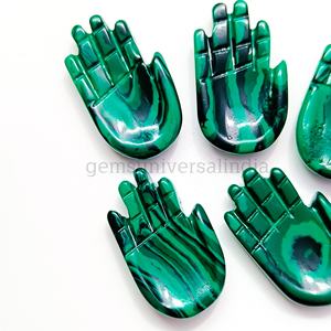 Pierre précieuse en malachite sculptée à la main, forme de main de Fatima, 25 mm, pour la fabrication de pendentifs, vente en gros - Product Image 5