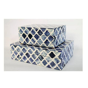 Joyero blanco de resina con incrustaciones de hueso con diseño elegante, forma Rectangular para organizar joyas, precio al por mayor, juego de dos - Product Image 2