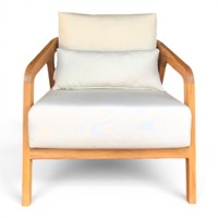 Fauteuil de salon d'hôtel en teck massif, chaise simple moderne pour projet de villa, intérieur/extérieur, export sur mesure