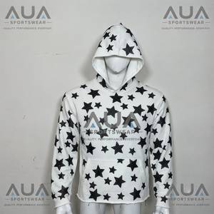 Sudadera con Capucha para Hombre AUA, Diseño de Estrellas Negras, Corte Regular, Informal, Tejido de Poliéster, para Otoño - Product Image 6