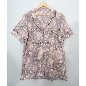 ชุดนอนผ้าฝ้ายคังกูร่าทำมือสไตล์อินเดีย ลายพิมพ์บล็อกด้วยมือแบบวินเทจ สวยงาม ทันสมัย เหมาะสำหรับผู้หญิงใส่ในช่วงฤดูใบไม้ร่วง - Product Image 2