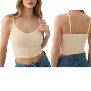 Débardeur court uni sans manches ajusté pour femme, idéal pour l'été, la gym, le yoga, le fitness, la course à pied, sans coutures, vente en gros personnalisée - Product Image 5