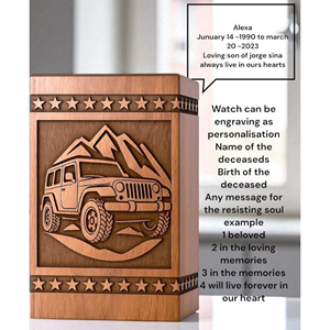 Handmade Rosewood Jeep Urn: Off-Road Mountain Design, Memorial urn Memorial Keepsake by AYAANS - Product Image 6