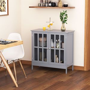<b>Sideboard</b> Buffet Storage Cabinet with 2 Doors Multifunction <b>Kitchen</b> Console and Living Room Gray Credenza - Product Image 2