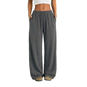 Pantalon de survêtement ample en molleton de coton pour femme, personnalisable avec broderie, style streetwear décontracté, vente en gros - Product Image 1
