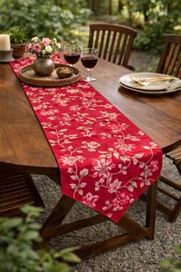 Designer Dark Pink Floral <b>Table</b> <b>Runner</b> Poly Cotton Dining Linen for Home and Hotel Use Low MOQ India Manufacturer - Product Image 5