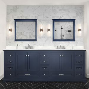 Blu navy 84 pollici. L X 22 Pollici Mobile bagno doppio D con piano in quarzo bianco e 34 pollici Set Rubinetto con 2 Specchi per Mobili Bagno - Product Image 2