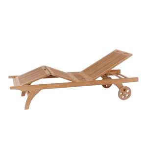 Tumbona de Madera de Teca Resistente, Ideal para Relajarse en la Playa o Junto a la Piscina, con Respaldo Ajustable en Altura - Product Image 3