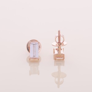 IGI Certified Lab Grown <b>Emerald</b> Cut Diamond <b>Stud</b> Earrings 9KT Yellow / White / Rose Gold Minimalist Classic Earrings - Product Image 5