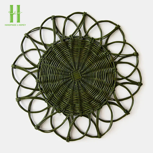 Hot Trend Eco-friendly Rattan Placemat Round Shape, Handmade Wicker Dining <b>Table</b> Mat, Rustic Kitchen and Restaurant <b>Table</b> Decor - Product Image 4