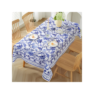Blue Yellow Kitchen <b>Table</b> <b>Cloth</b> Cotton Dining <b>Table</b> Cover Custom Size Weight Reusable Sustainable Indian Manufacturer OEM ODM - Product Image 3