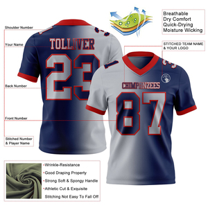 Maillot de football gris et rouge en mesh, authentique, dégradé, tendance, logo personnalisé, haute qualité, coupe oversize pour homme - Product Image 3
