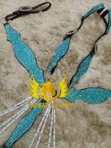 Custom Turquoise Rhinestones Crystal Bling Genuine Leather Horse Tack Set Lightweight Seasonal for comfy Horse riding Equipment - Product Image 3