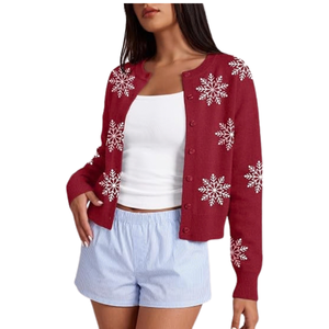 Suéter Cárdigan Corto Informal Bordado de Lana para Mujer, Legends Crown, Moda Otoño 2026-2027 - Product Image 2