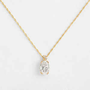 Collar con Colgante de Diamante Moissanita VVS de Corte Ovalado Chapado en Oro Amarillo de 14K para Mujer, Joyería Fina de Lujo, Regalo - Product Image 1