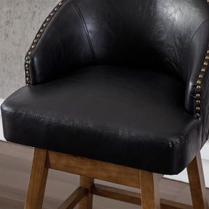 Set di 2 Sgabelli da Bar Alti con Rotazione a 360 Gradi, Seduta in PU e Struttura in Legno per Cucina e Sala da Pranzo - Product Image 5