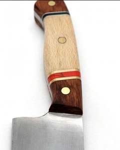 Cuchillo de Chef de Acero Inoxidable Forjado a Mano con Mango de Madera Segmentada, Herramienta de Cocina - Product Image 3