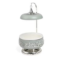 Ensemble de réchauds de luxe vert émeraude et or, chauffe-plats ronds de luxe avec poignée en forme de lune et base à motif géométrique islamique