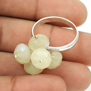 Anillo de Piedras Preciosas de Piedra Lunar Arcoíris Natural, Hecho a Mano con Plata de Ley 925, Estilo Bohemio con Múltiples Piedras Preciosas para Mujer - Product Image 2