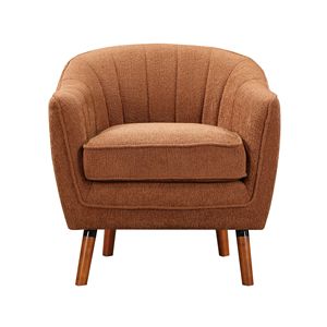 Fauteuil d'appoint moderne du milieu du siècle, 1 pièce, en tissu chenille couleur rouille, dossier capitonné, meuble en bois massif pour salon - Product Image 2