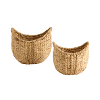 Panier de rangement tressé en jacinthe d'eau naturelle écologique, en forme de bateau, petit format, pour rangement et organisation, du Vietnam