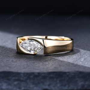 Anillo Moderno de Oro Sólido de 14K con Diamante Marquise de 1.00CT Cultivado en Laboratorio, Diseño Flotante con Espacio Abierto, Joyería Fina para Regalo de Compromiso para Ella - Product Image 2