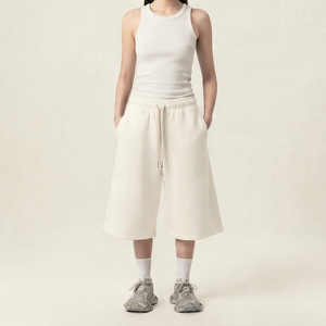 Jorts mignons pour femmes, coupe droite, taille mi-haute, cordon de serrage, tissu éponge 100% coton, respirant, écologique, streetwear décontracté - Product Image 4