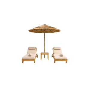 ARTERRA Premium Adjustable Teak Sun Lounger Set with Cushion <b>Table</b> <b>Umbrella</b> Luxury Resort Furniture - Product Image 3