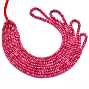 AAA Johnson Ruby 3mm-4mm Smooth Rondelle Loose Beads Natural <b>Pink</b> Ruby Precious Gemstone Loose Beads For Jewelry Making Supplies - Product Image 3